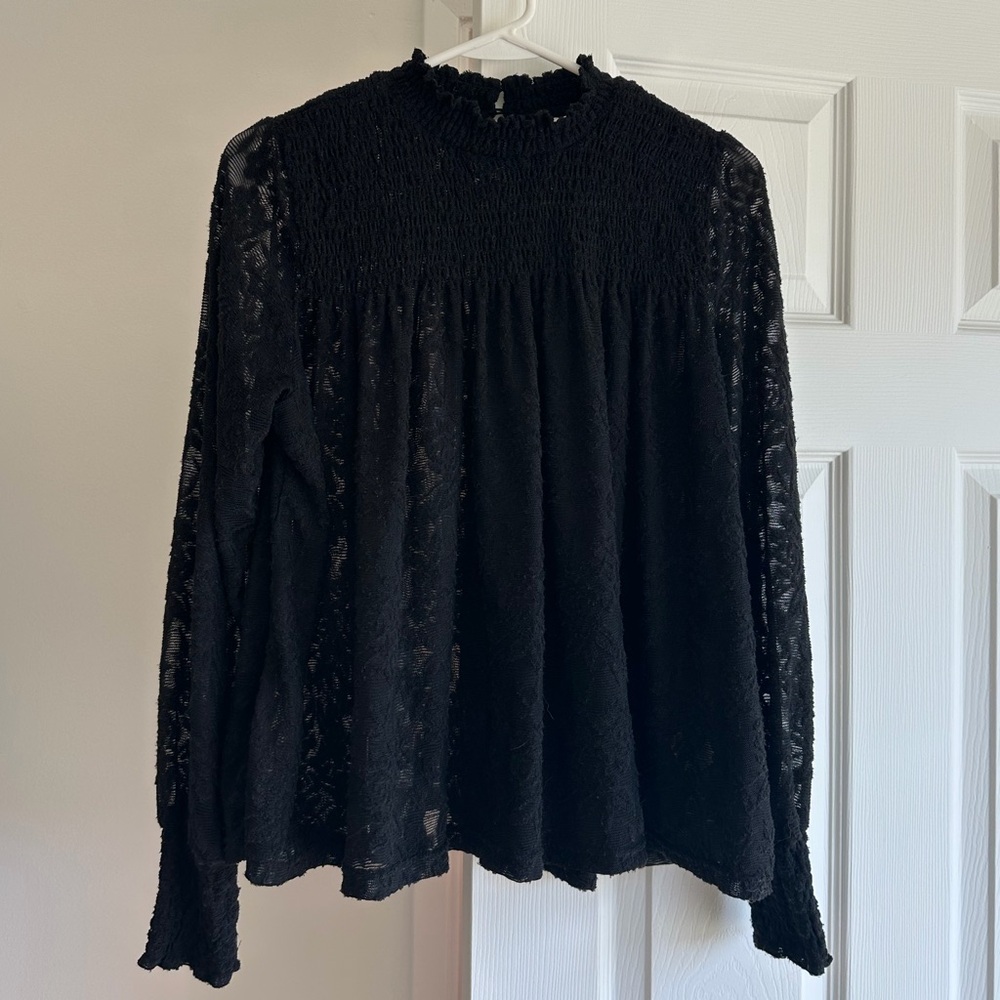 Deletta Anthropologie Black Lace Blouse